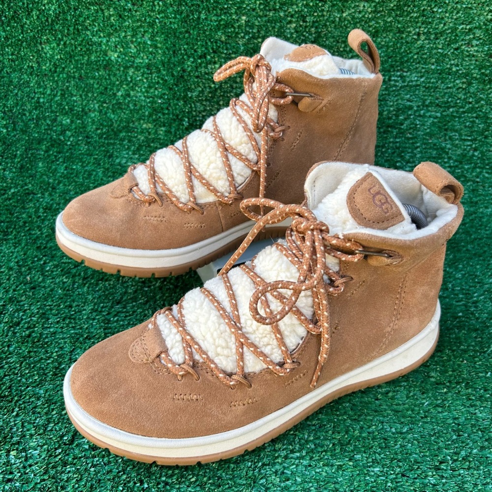 UGG Highland Heritage Chestnut Suede Shearling Boots 1121020 Womens 7.5